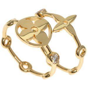 LOUIS VUITTON Yellow Gold Diamond Monogram Ring #49